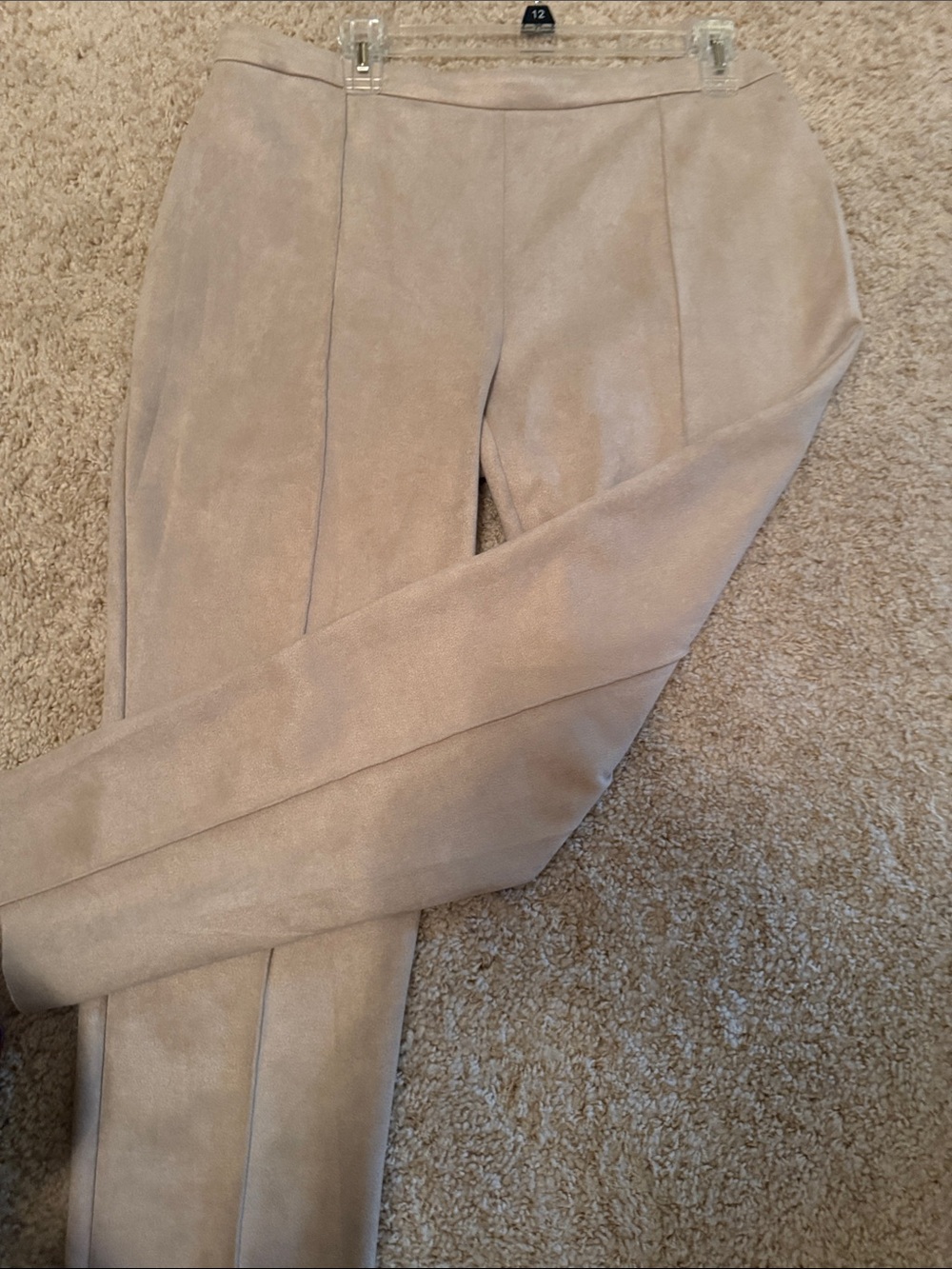 Vince Camuto Beige Faux Suede Straight Leg Pants